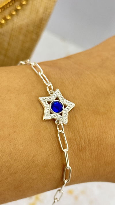 Pulsera Estrella Cubic Azul AB