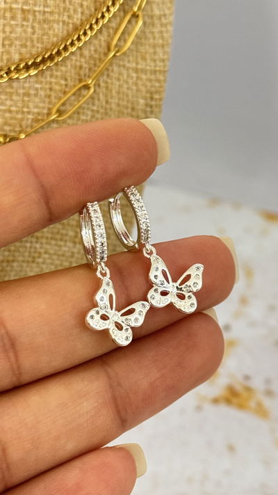 Argollas Micropavé Mariposa 