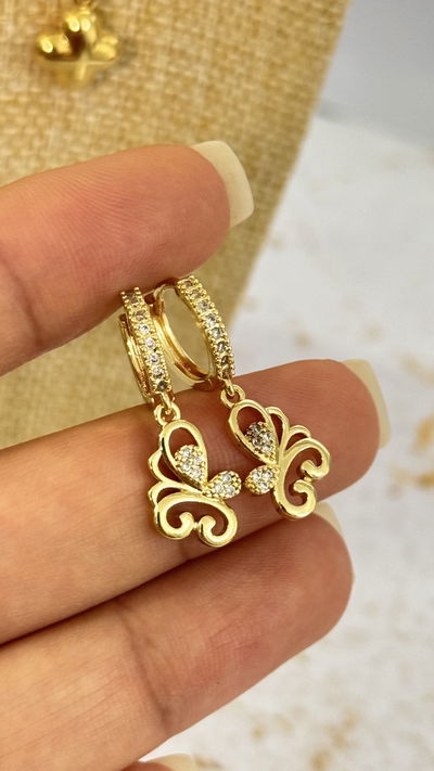 Argollas Micropavé Mariposa 