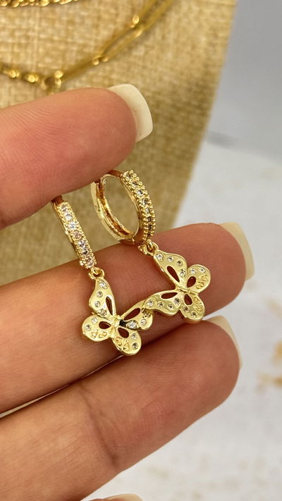 Argollas Micropavé Mariposa 