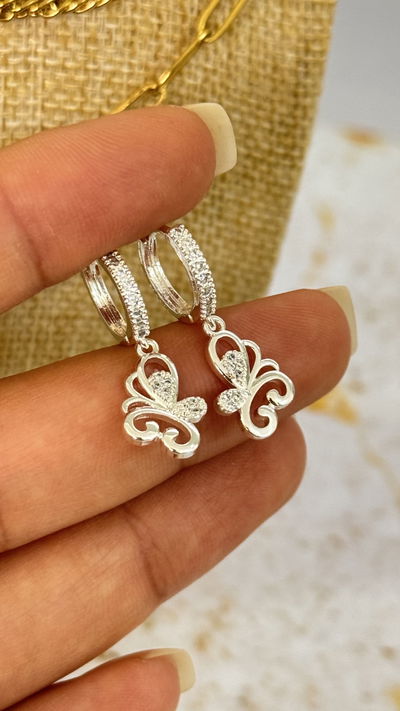 Argollas Micropavé Mariposa 