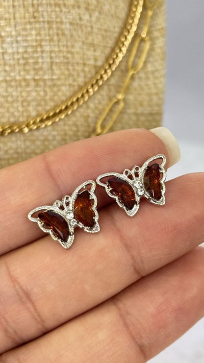 Aros Mariposa Marrón 