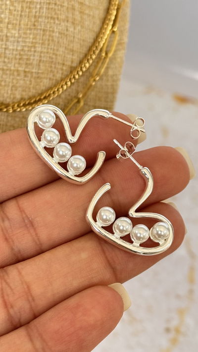 Aros Corazón con Perlas AB 30mm 