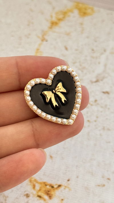 Prendedor Para Camisa Corazon Negro