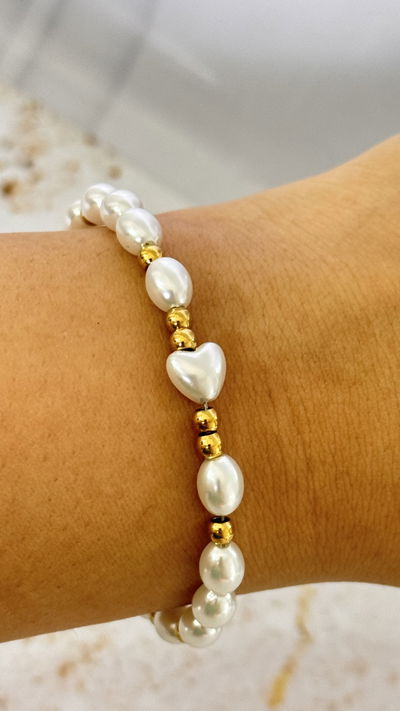 Pulsera Perlas Corazon AD