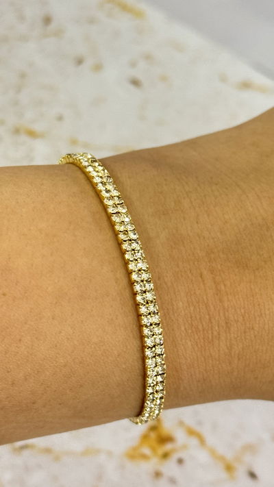 Pulsera Con Strass Dorado