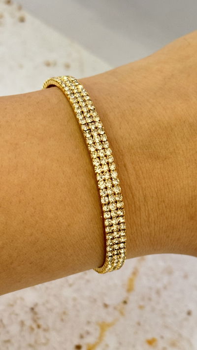 Pulsera Con Strass Dorado