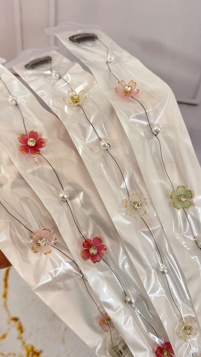 Hilo colgante para cabello flores x unidad