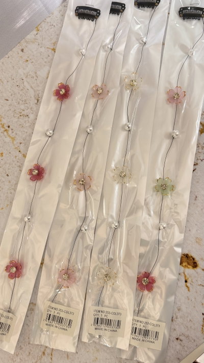 Hilo colgante para cabello flores x unidad