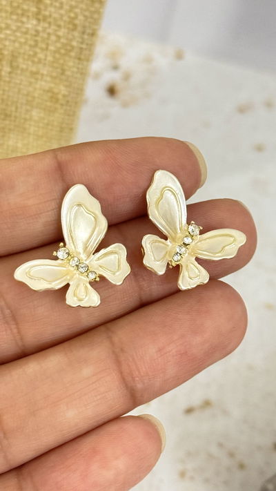 Aros Dorados Mariposa Perlada