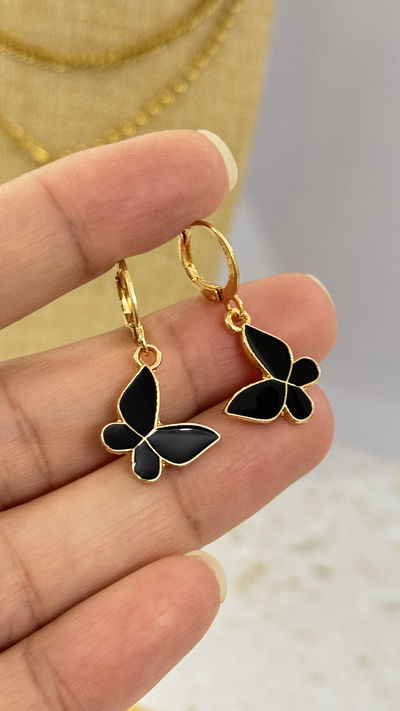 Aros Mariposa Negro AD