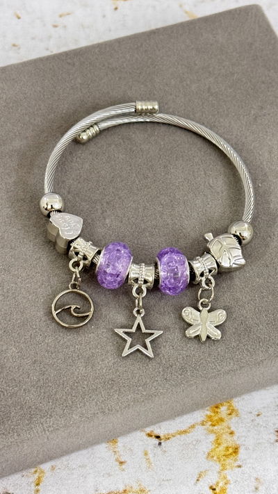 Pulsera Charms Estrella Lila