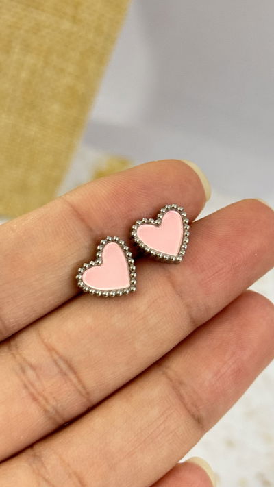 Aros Pasante Corazon Rosa AQ