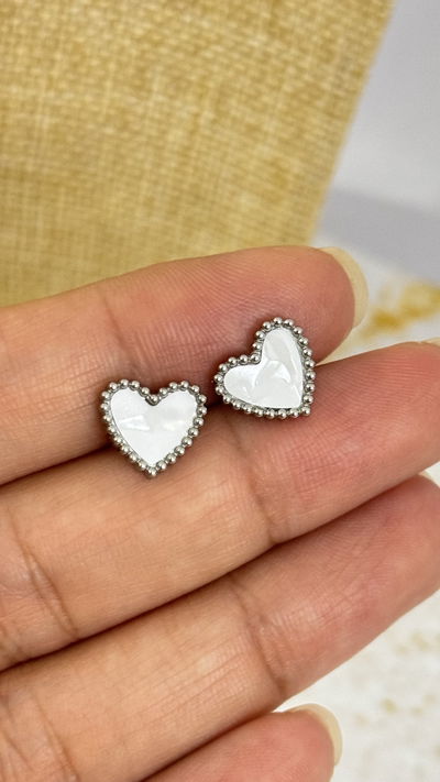 Aros Pasante Corazon Blanco AQ