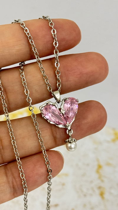 Collar Corazon Con Perla AQ