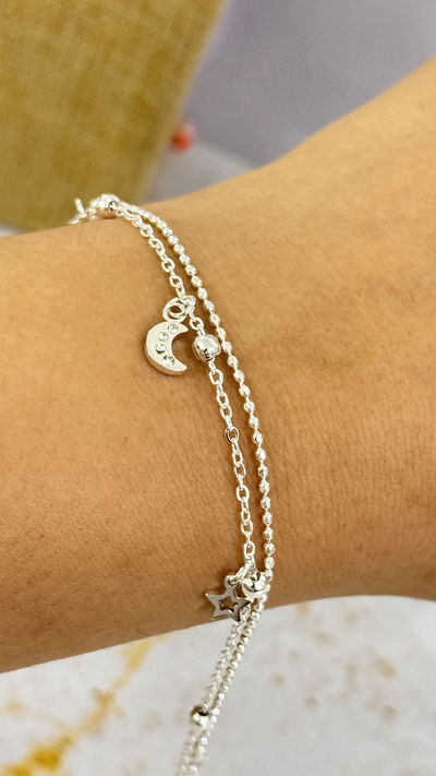 Pulsera Doble Luna y Estrellas AB