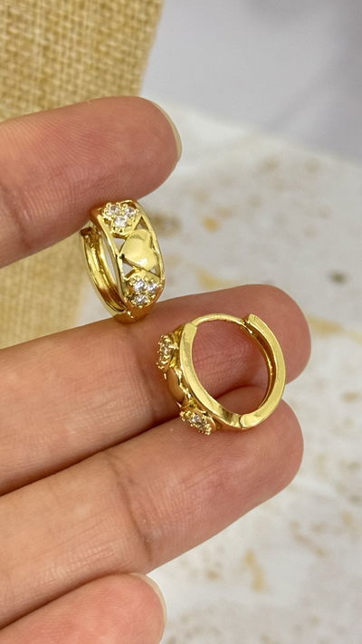 Aros Argolla Corazon Cristal