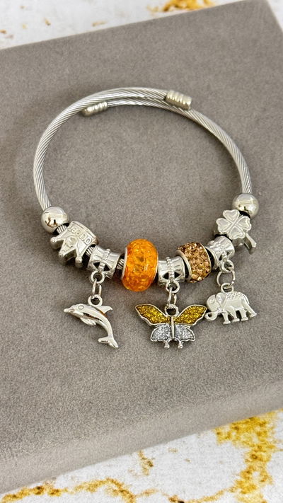 Pulsera Charms Mariposa Champagne