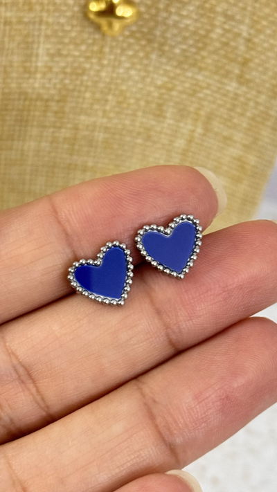 Aros Pasante Corazon Azul AQ