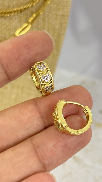 Aros Argolla Corazon Lila