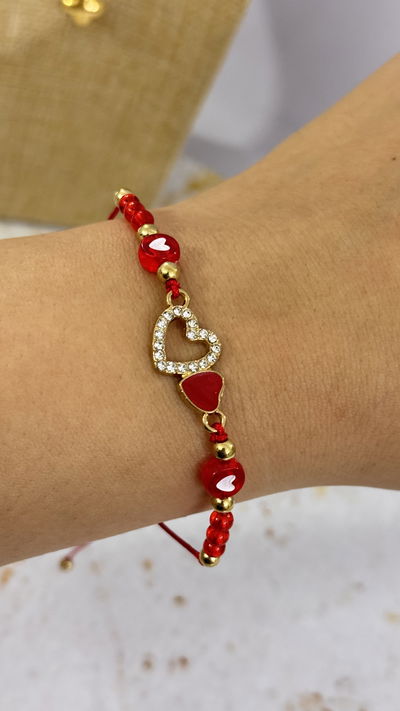 Pulsera Corazon Con Strass Rojo