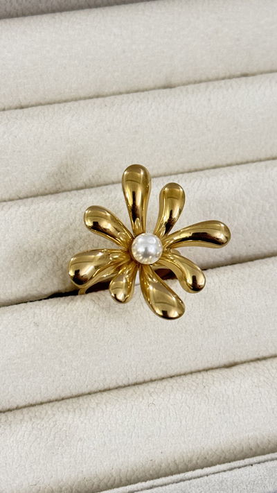 Anillo Flor Con Perla AD