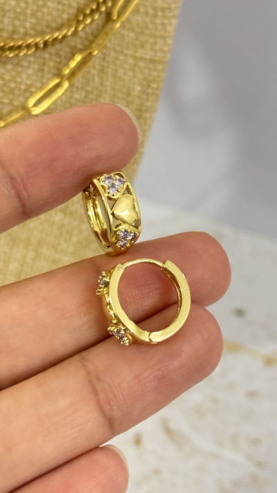 Aros Argolla Corazon Lila