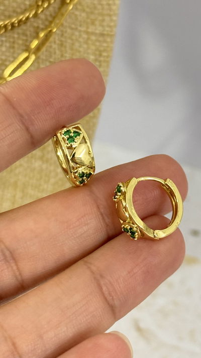 Aros Argolla Corazon Verde