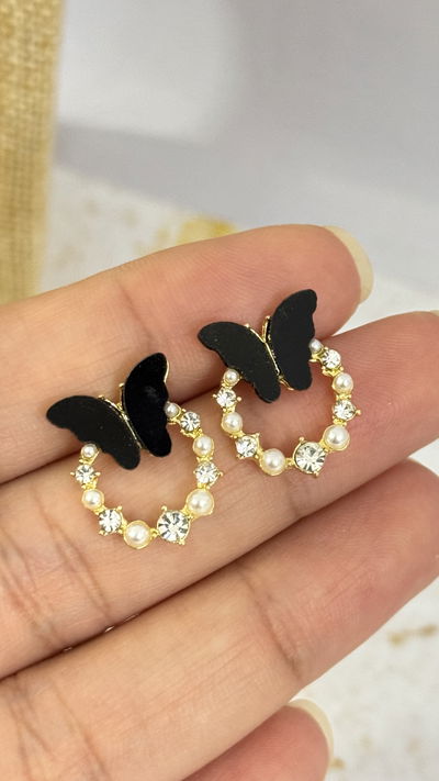 Aros Mariposa Negro AD