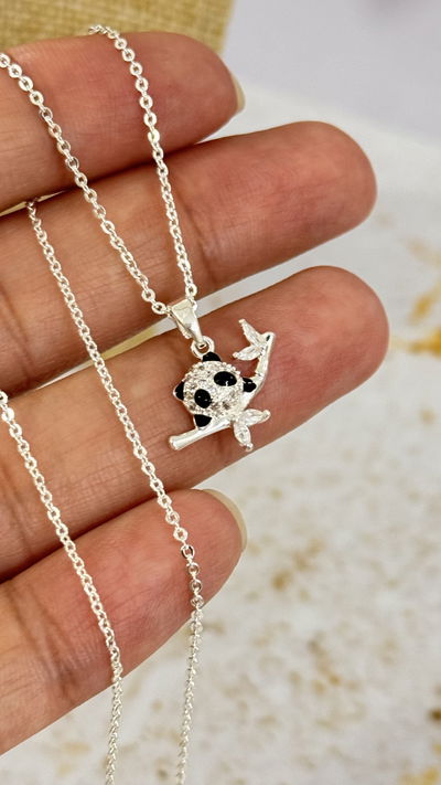 Collar Oso Panda Micropavé