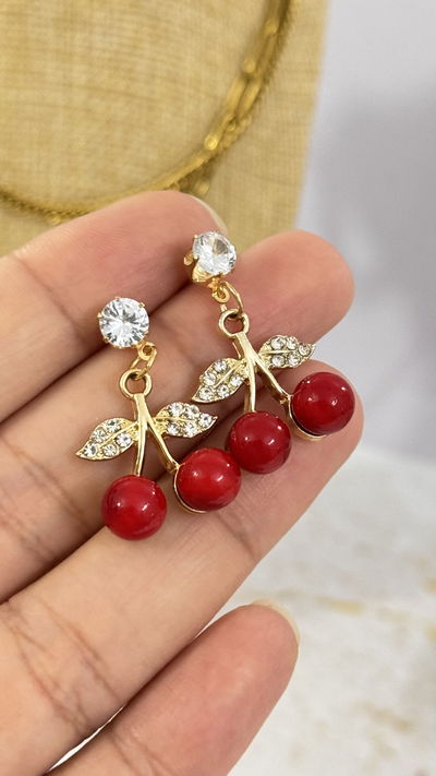 Aros Cherry Perlitas