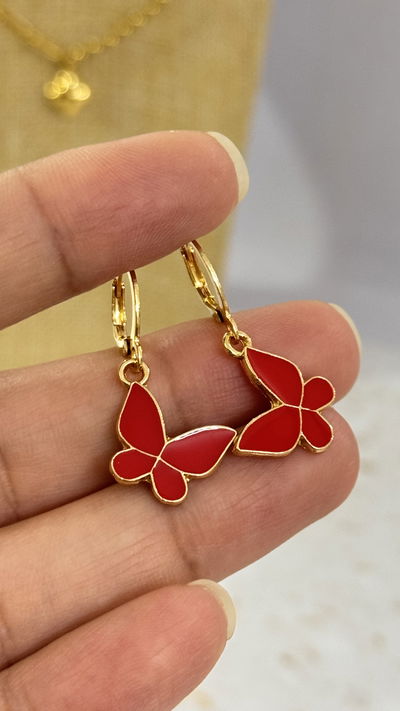 Aros Mariposa Rojo AD