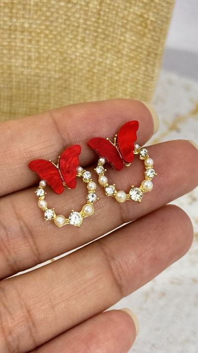 Aros Mariposa Rojo AD