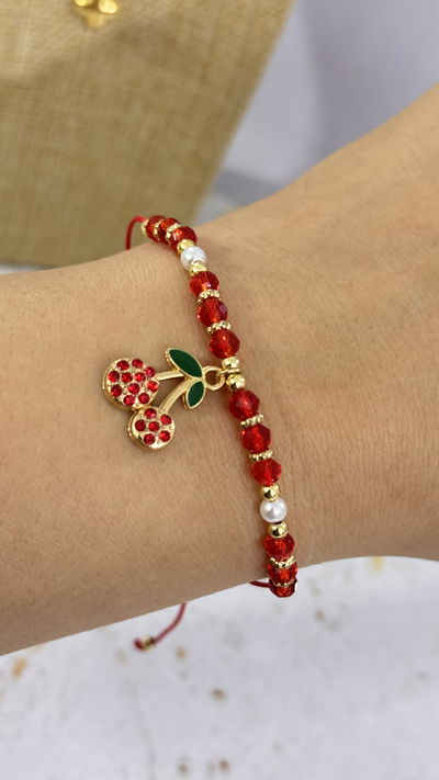 Pulsera Cereza con strass Rojo