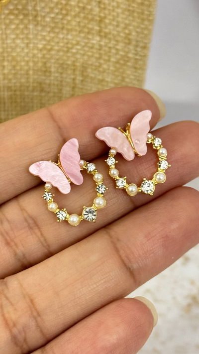 Aros Mariposa Rosa AD