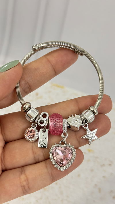 Pulsera Charms Corazón Cubic