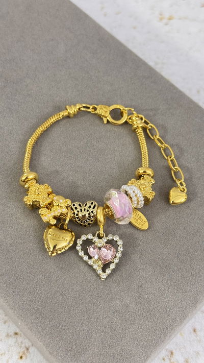 Pulsera Charms Corazón Cubic