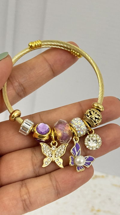 Pulsera Charms Mariposa Violeta