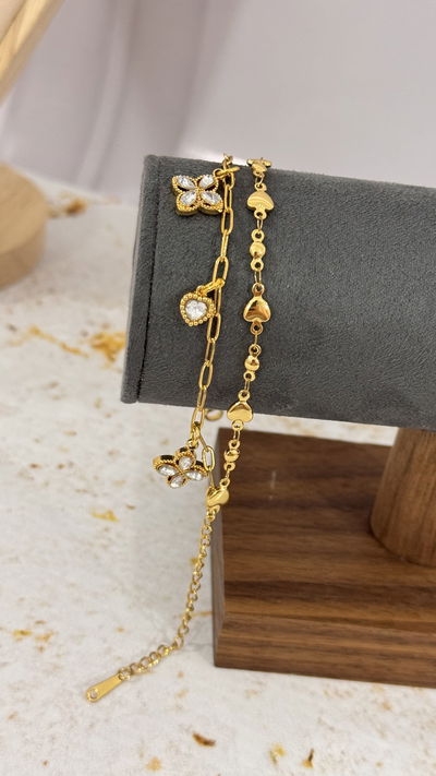 Pulsera Doble Flor Cubic AD