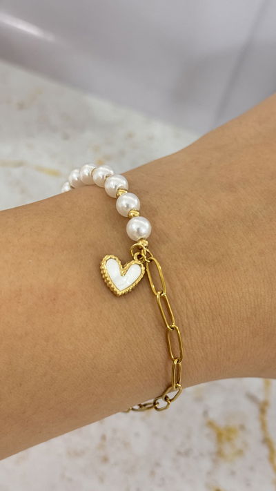 Pulsera Perlas y Corazón AD 