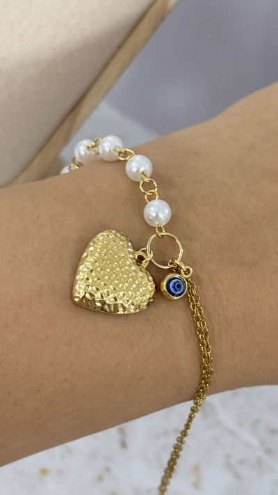 Pulsera Corazón con Perlas AD