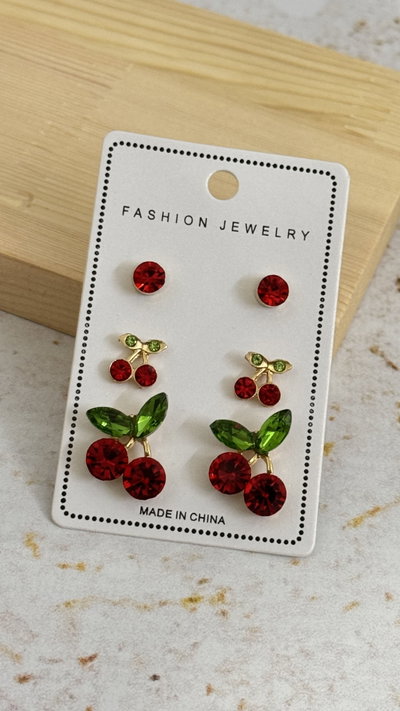 Set de aros cherry dorado