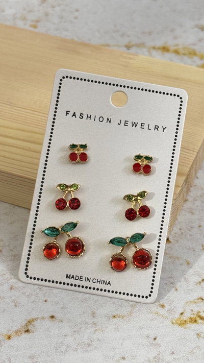 Set de aros cherry dorado 