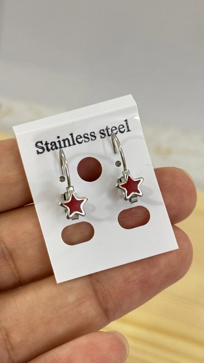 Aros Brisura Estrella Rojo AQ