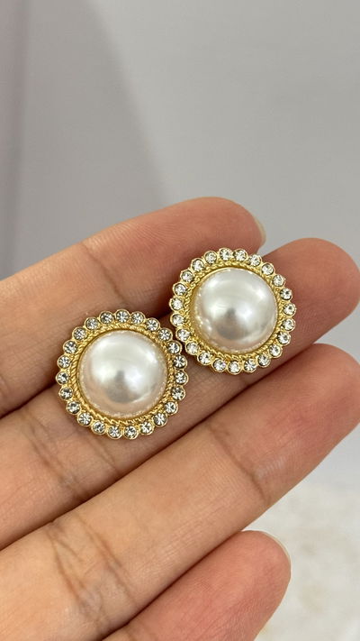 Aros Con Perla Y Micropave Dorado