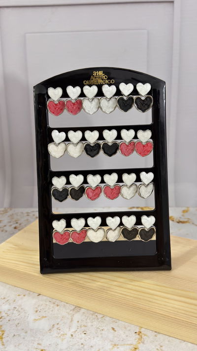 Aros Doble Corazon Plateado