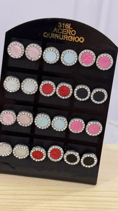 Aros Circulo Con Strass Plateado