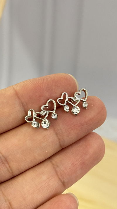 Aros Tres Corazones Plateado