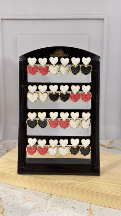 Aros Doble Corazon Dorado