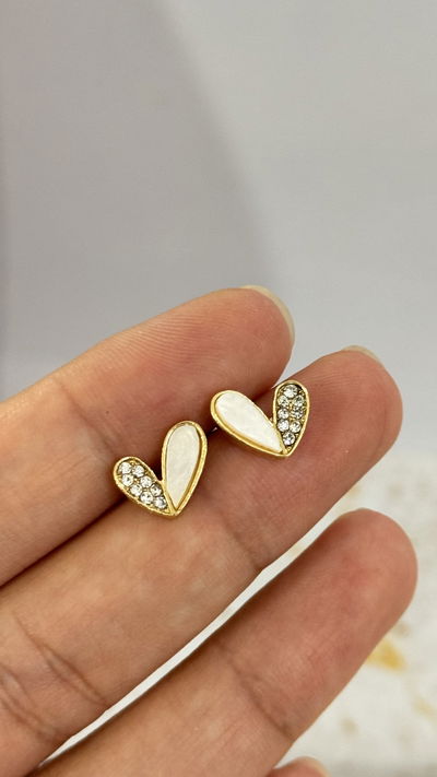 Aros Corazon Con Strass Dorado